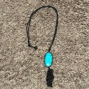 KENDRA SCOTT BLACK / VENIED BRONZE TURQUOISE LONG RAYNE NECKLACE